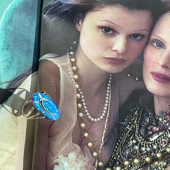 So GOOD🩵Stunning OPAL Silver Inlay Ring Size 8 - Picture 9 of 16